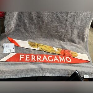 Ferragamo Red and White Silk Scarf
